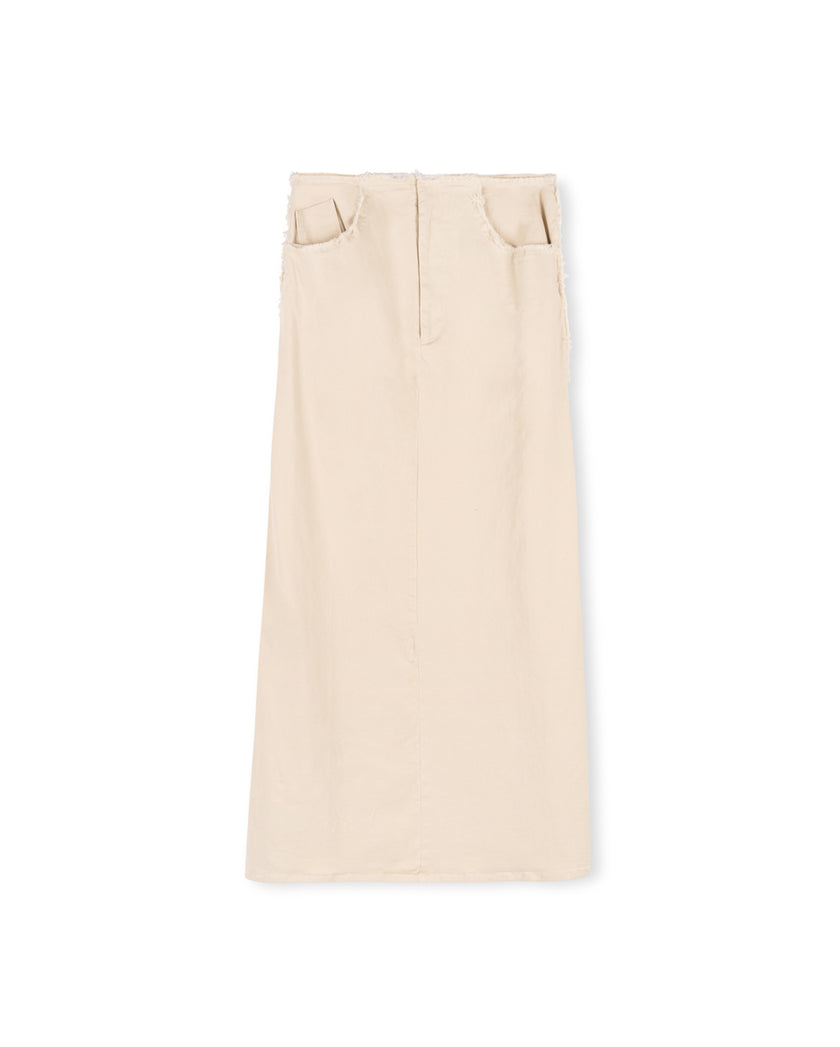 Frayed Seamed Detailed Maxi Skirt