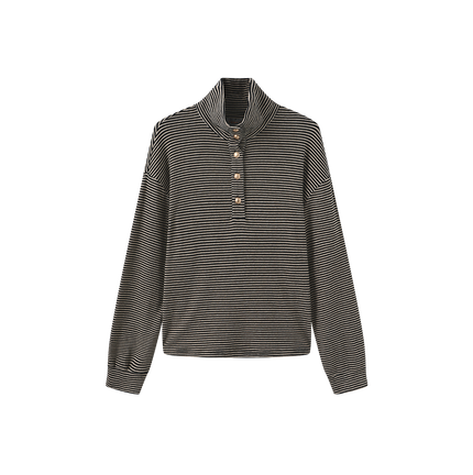 Swan Stripe Half Button Top