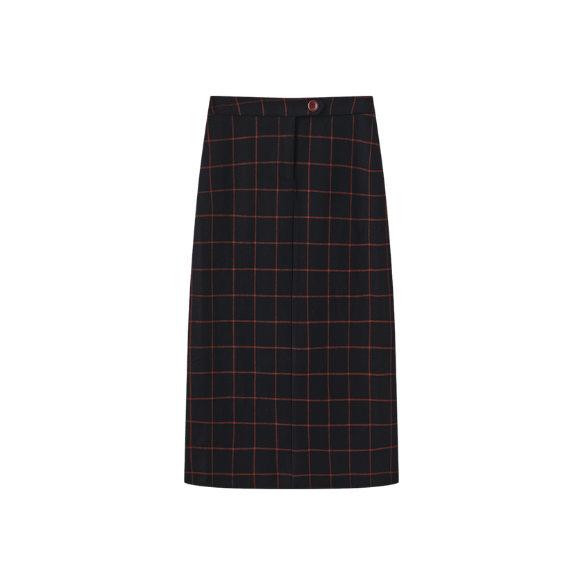 Button Wool Straight Skirt