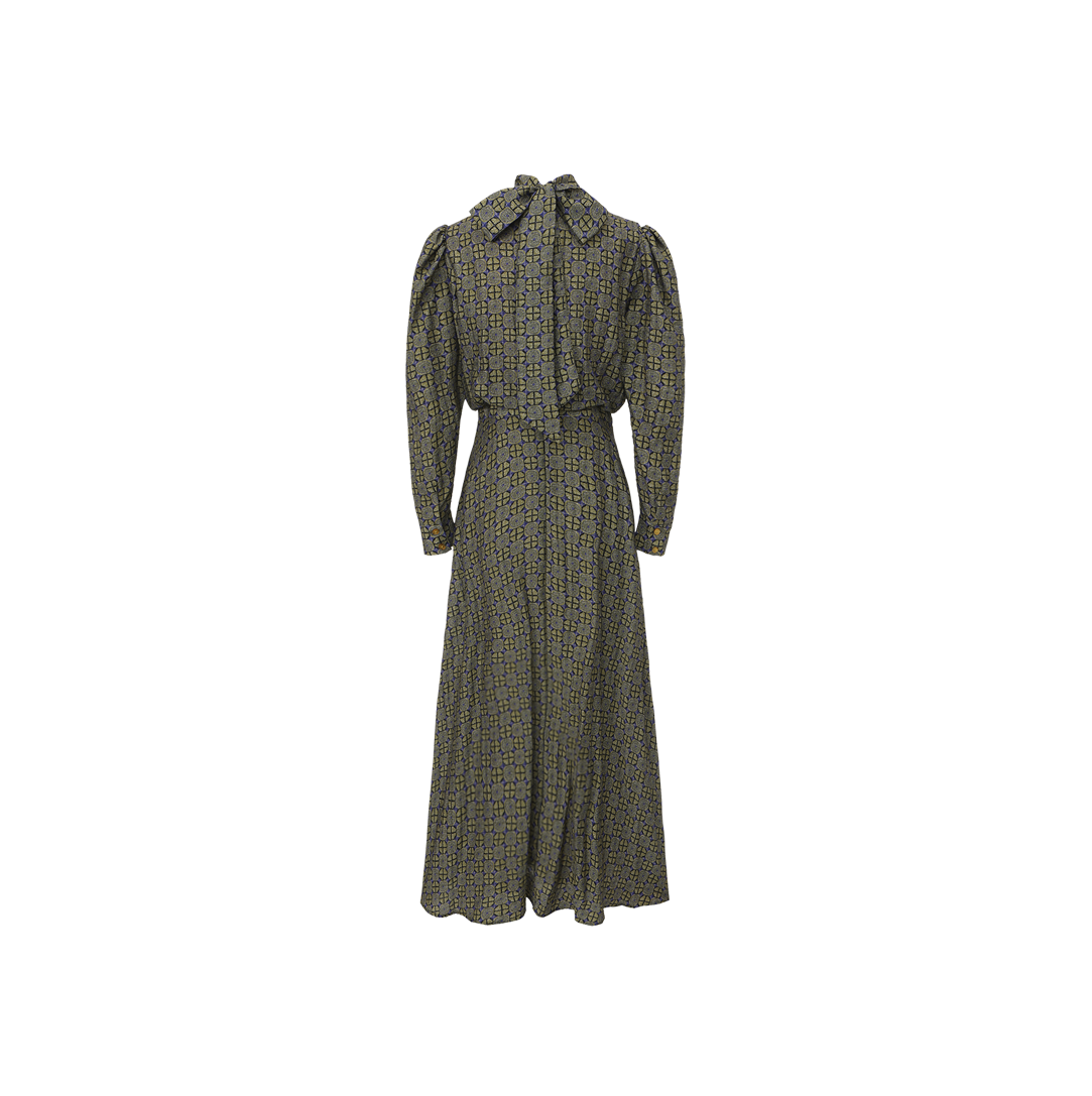 Printed Puff Sleeve  Maxi Dress