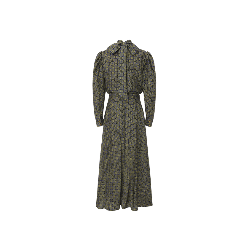 Printed Puff Sleeve  Maxi Dress