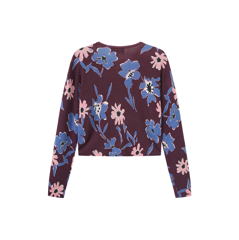 Floral Burgundy Knit Cardigan