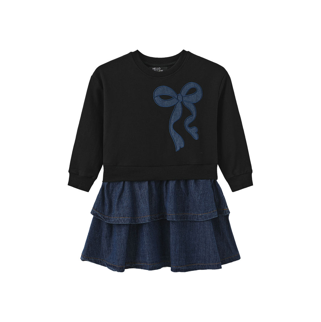 Sweatshirt And Denim Ruffle Dress