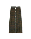 Plaid Button Down Denim Placket Skirt