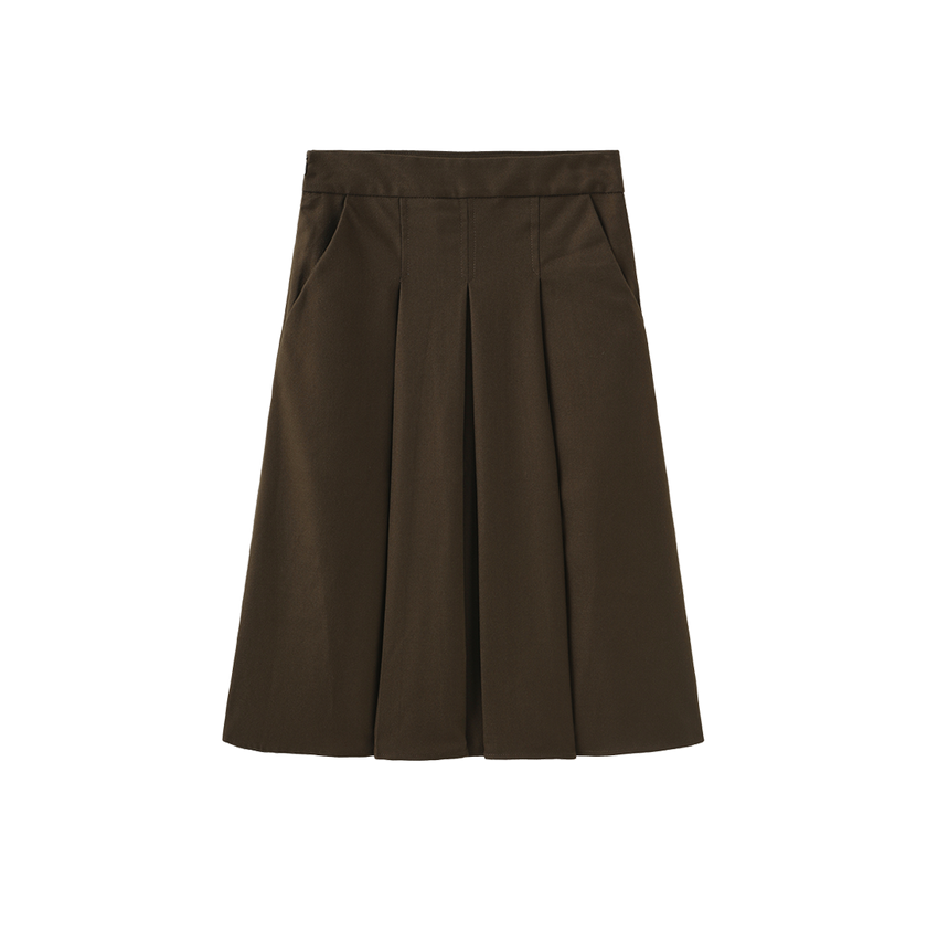 Pez Wool Box Pleated Skirt