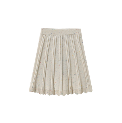 Marled Knit Scallop Trim Skirt