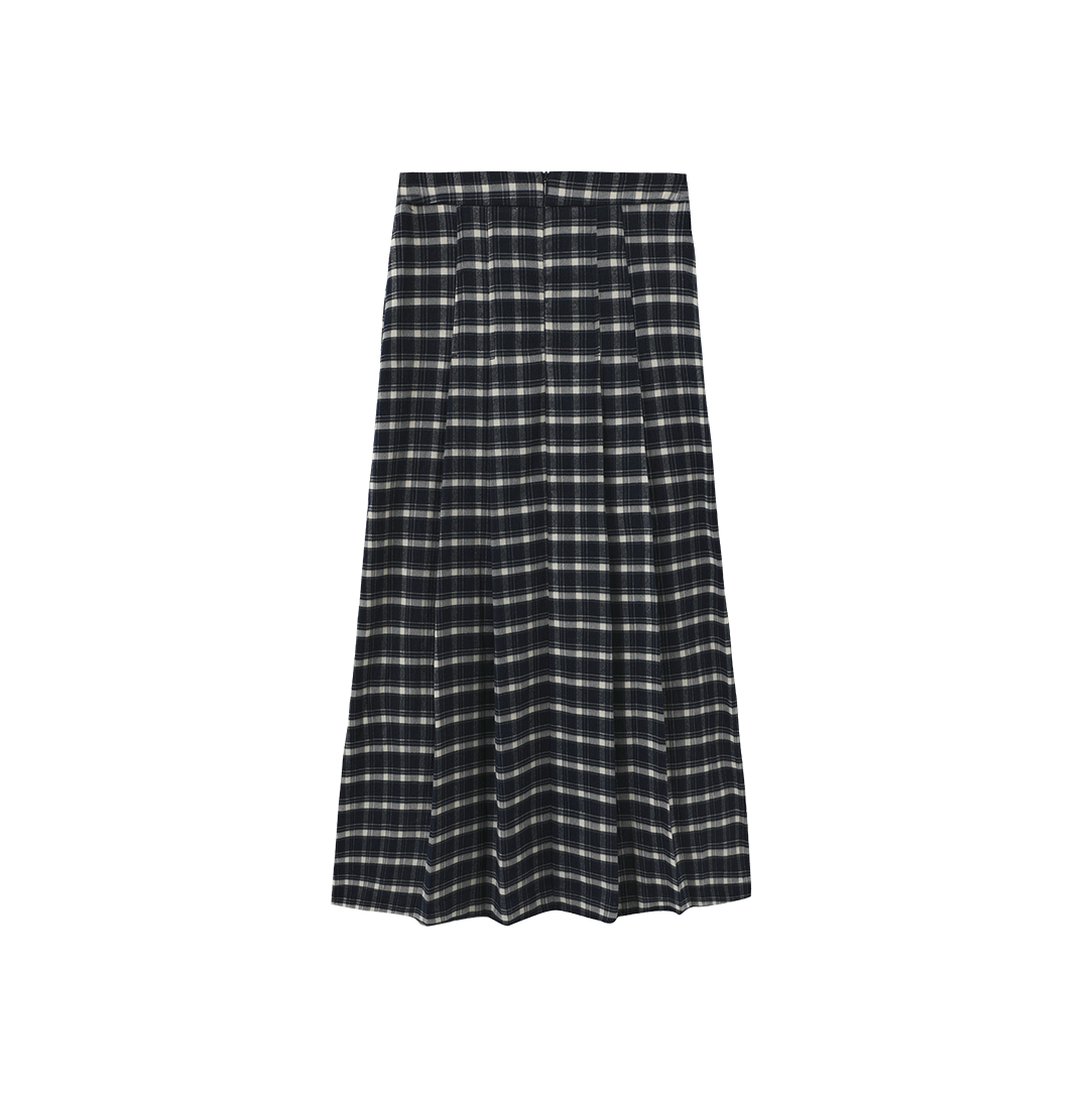Plaid Center Pocket Pleat  Skirt