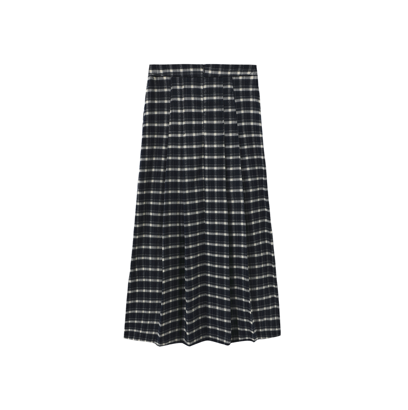 Plaid Center Pocket Pleat  Skirt