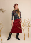 Faint Corduroy Fringe Hem Skirt