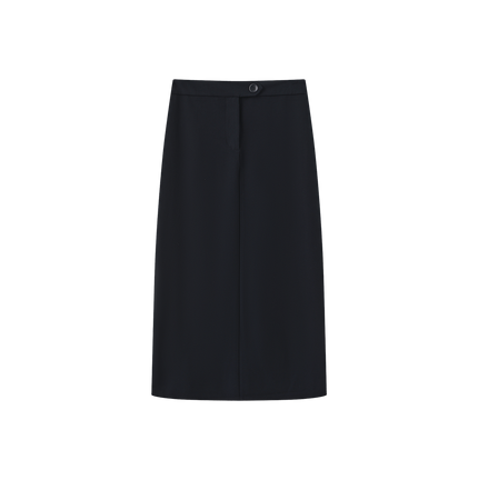 Button Wool Straight Skirt