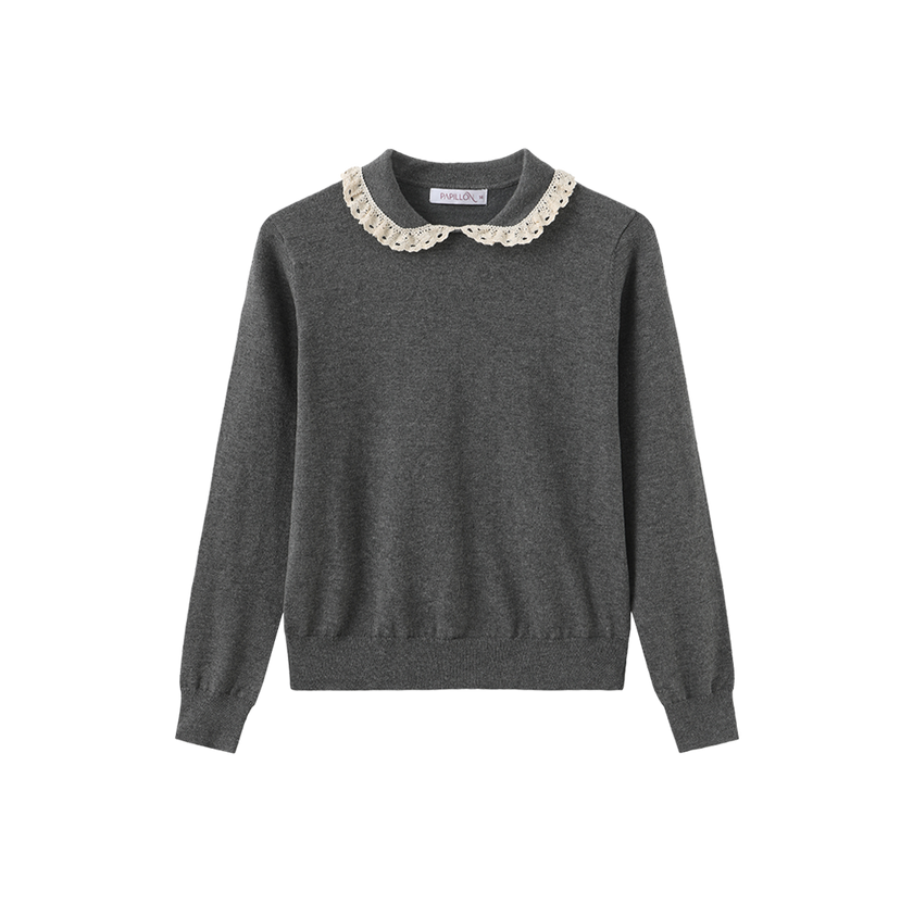 Lace Collar Knit Sweater