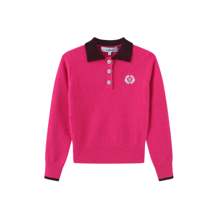 Knit Collared Crest Sweater