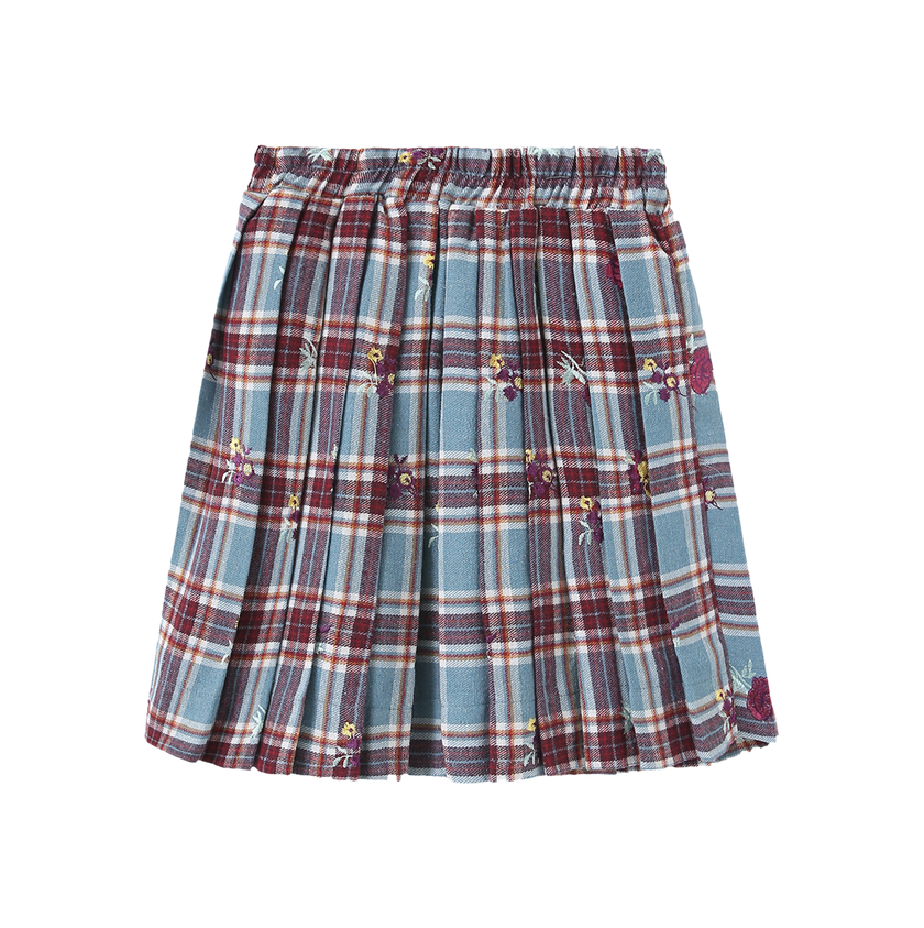 Jerry Plaid Floral Skirt