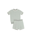 Knit Striped Trimming Sweater And Shorts