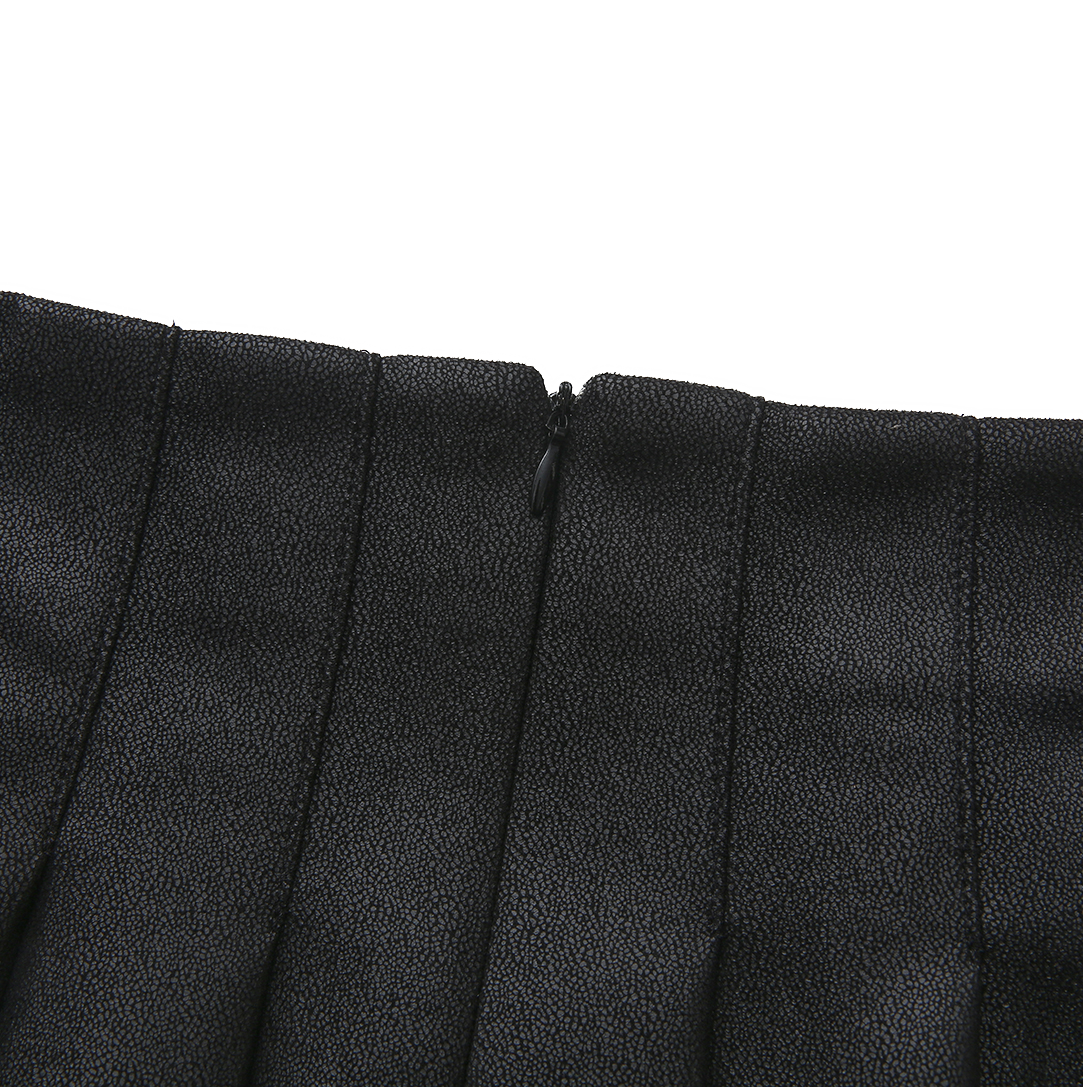 Pebbled Leather Pleated Skirt