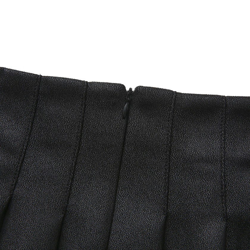 Pebbled Leather Pleated Skirt