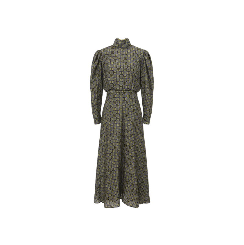 Printed Puff Sleeve  Maxi Dress