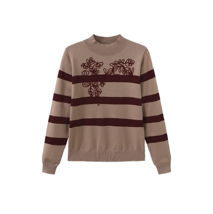 Floral Embroidered Stripe Sweater