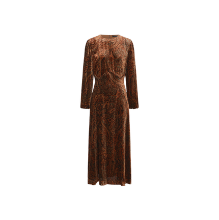 Paisley Print Curved Waist Dress