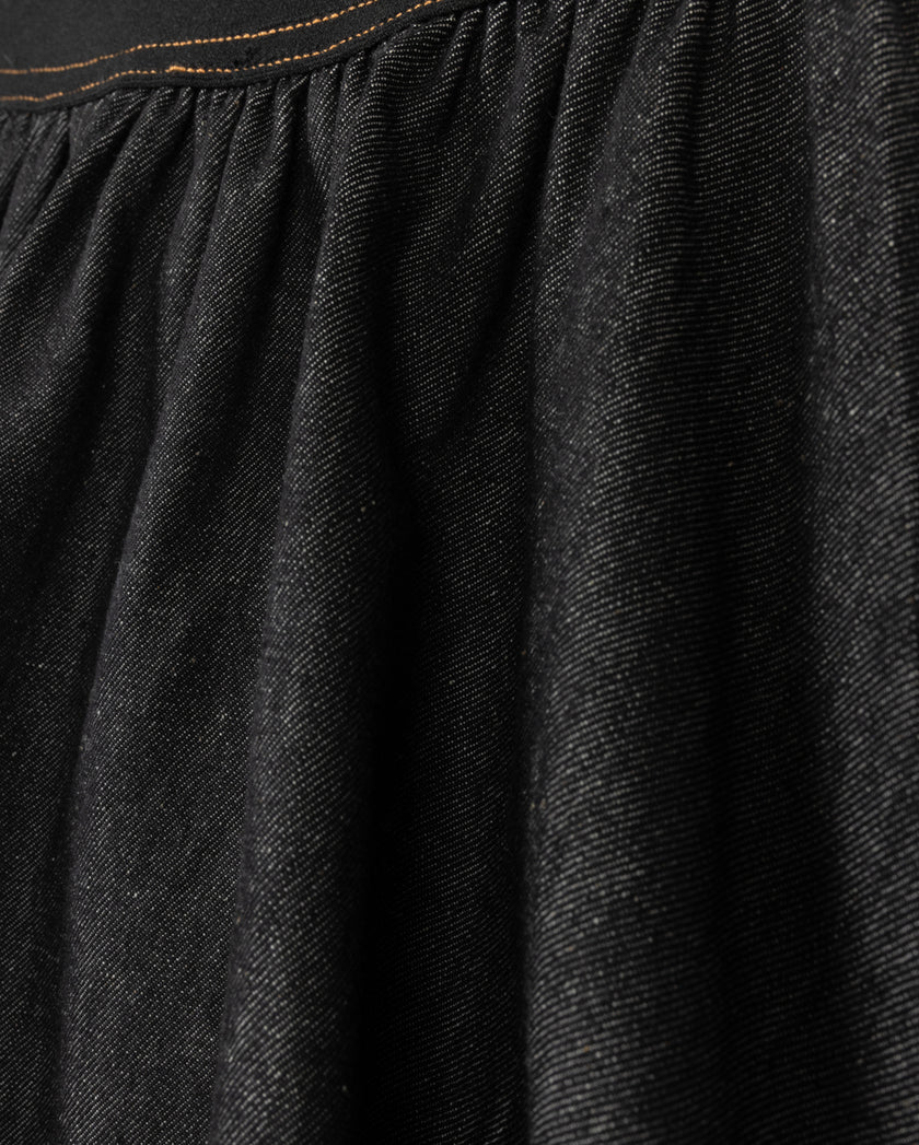 Denim Wide Elastic Band Skirt