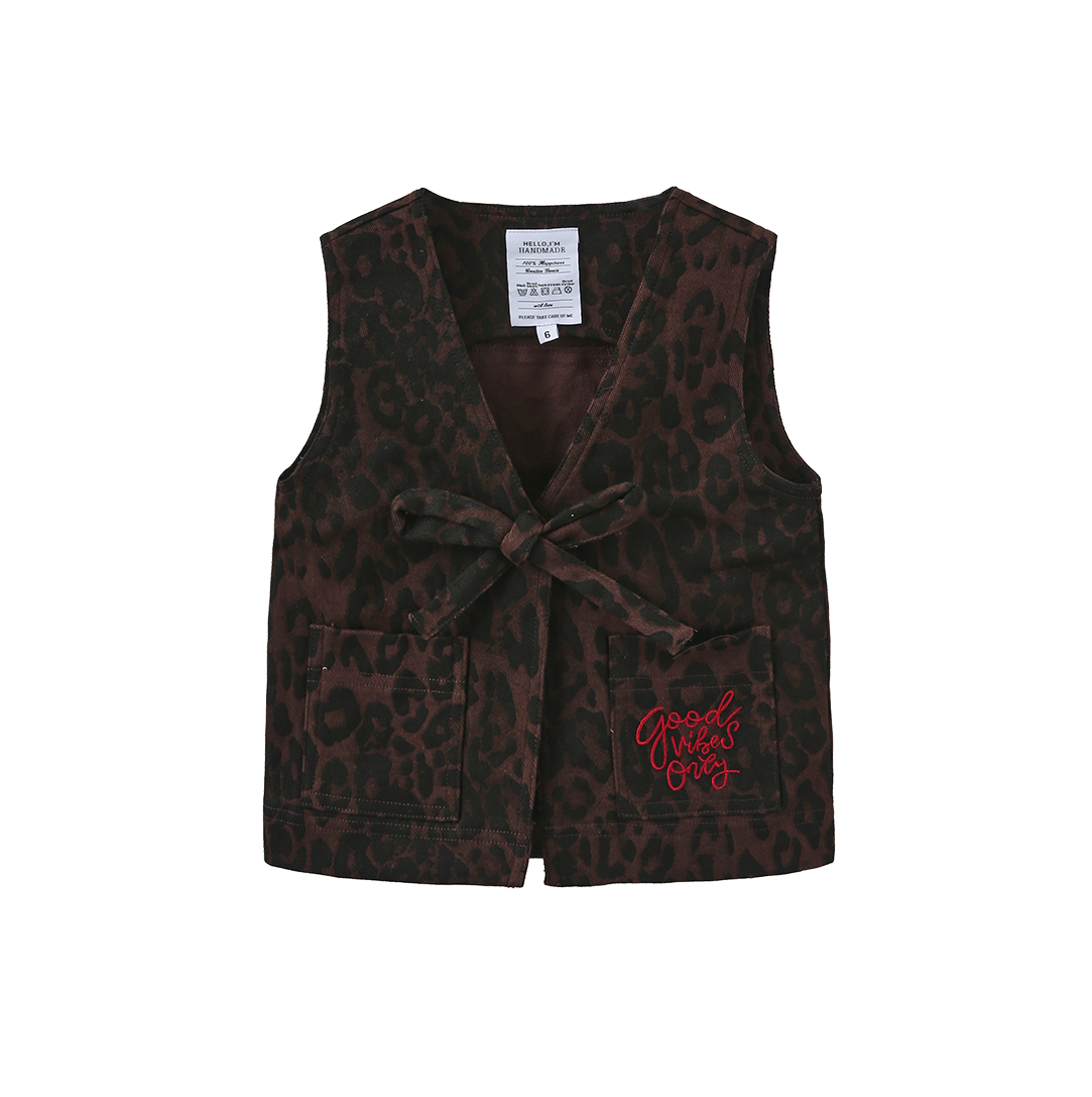 Brent Leopard Denim Vest