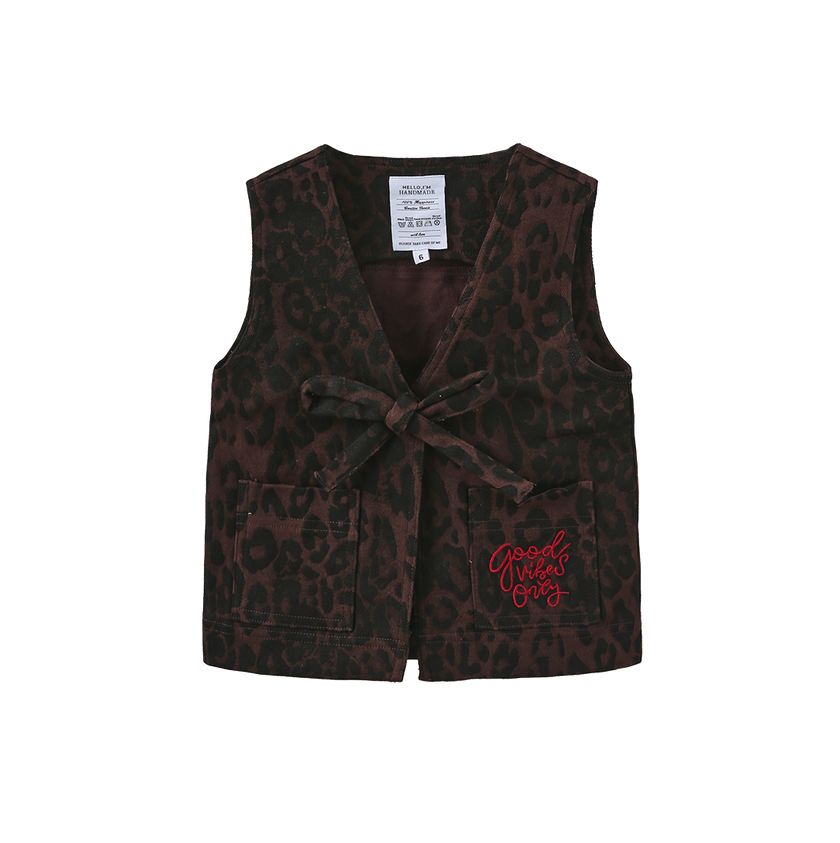 Brent Leopard Denim Vest