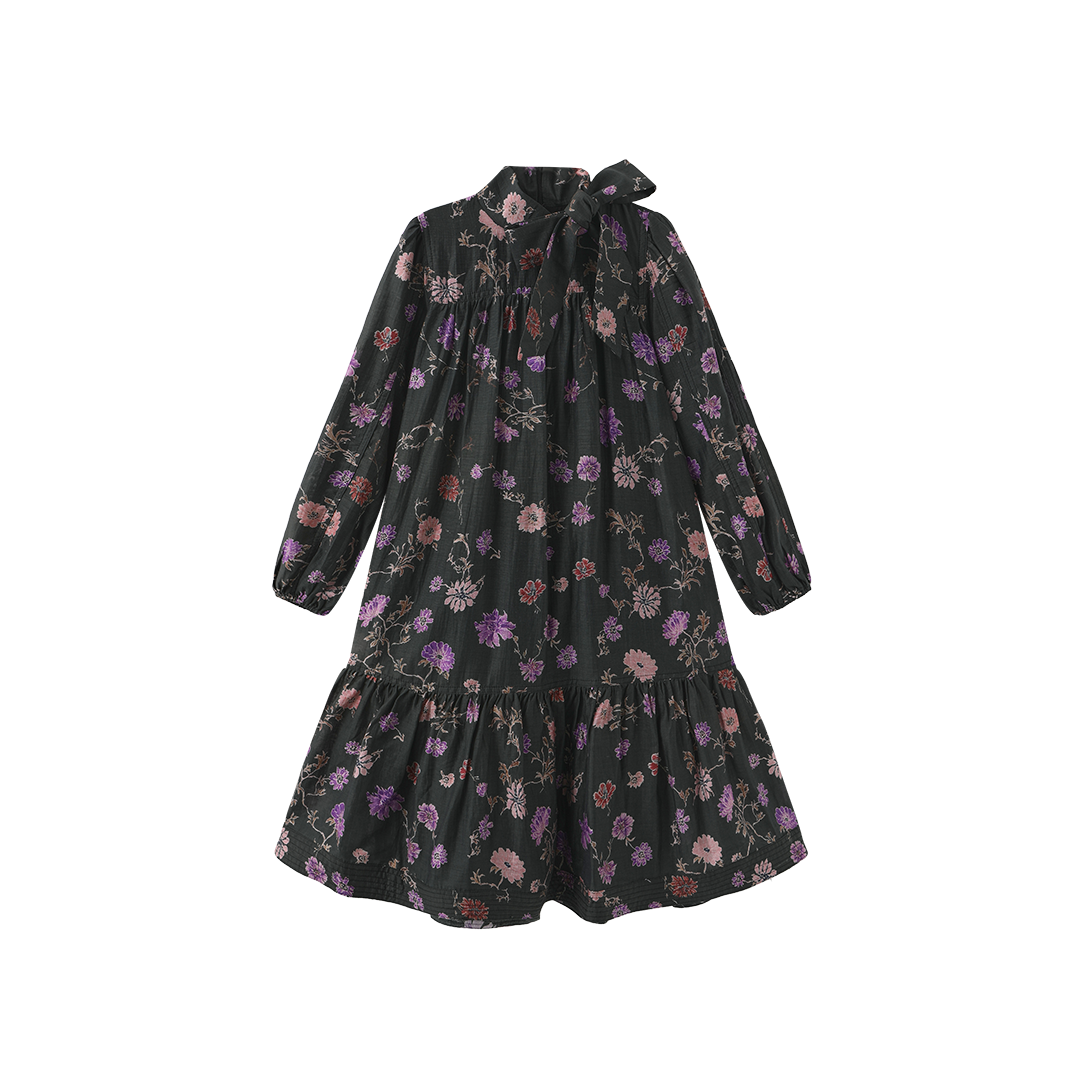 Neck Bow Bottom Tier Dress