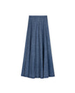 Denim Pleated Look Maxi Skirt