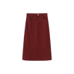 Denim A-line Flyfront Midi Skirt