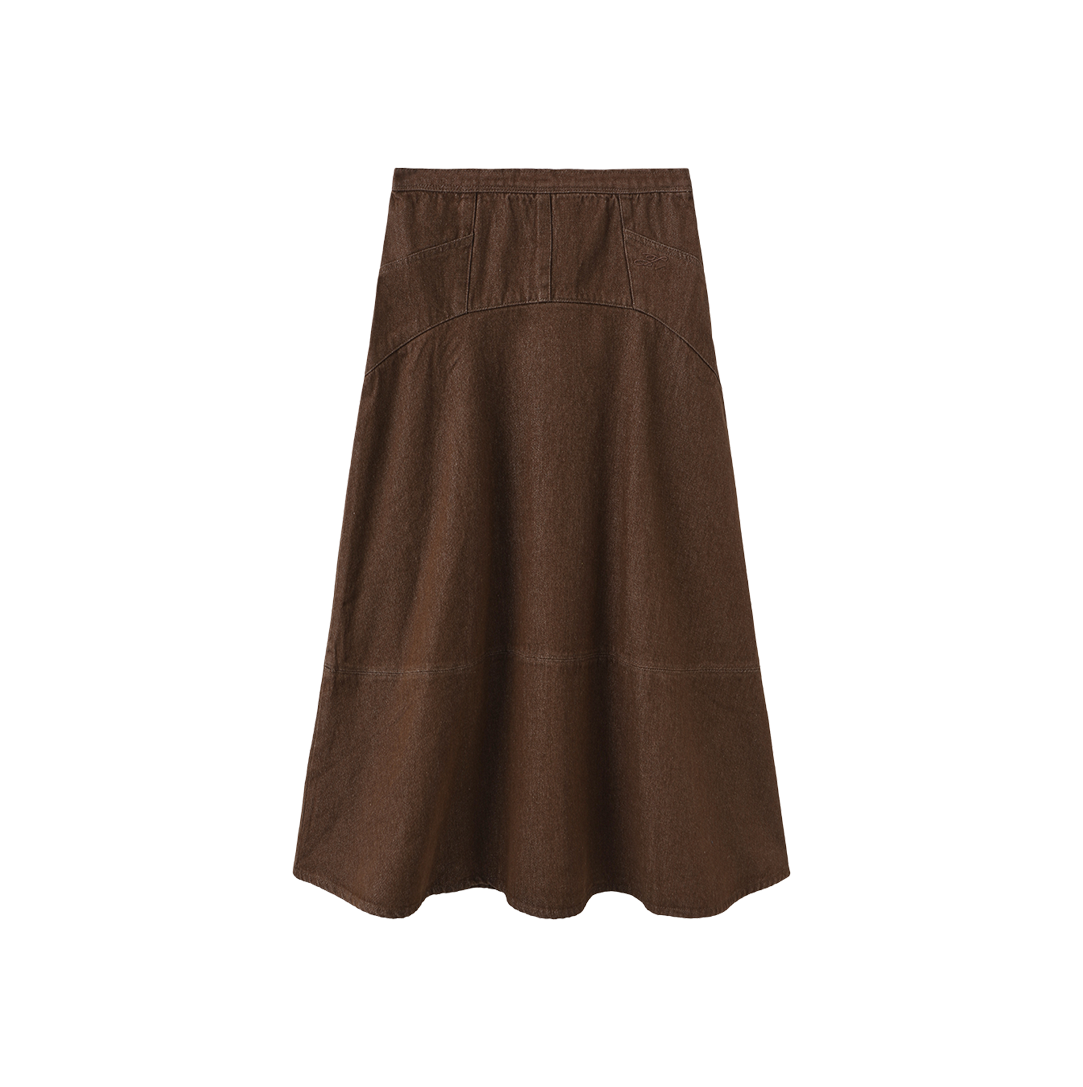 Seam Detail Denim Midi Skirt