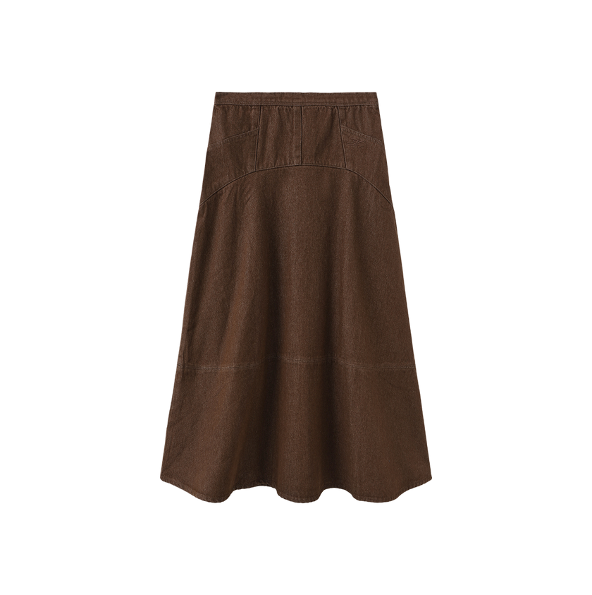 Seam Detail Denim Midi Skirt