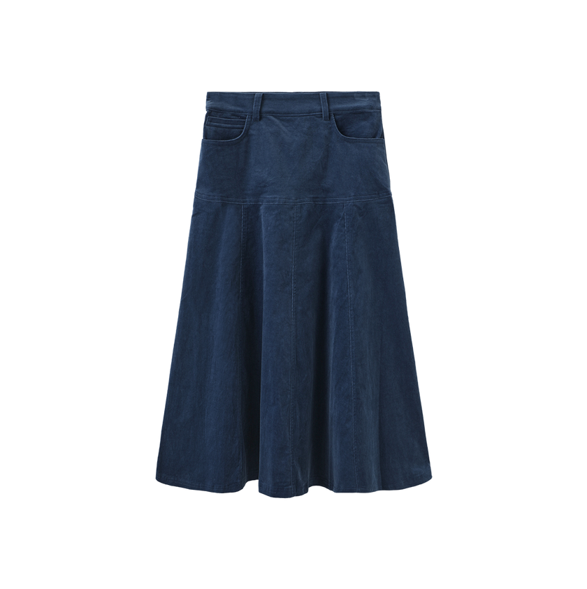 Rustic Drop Paneled Corduroy Skirt