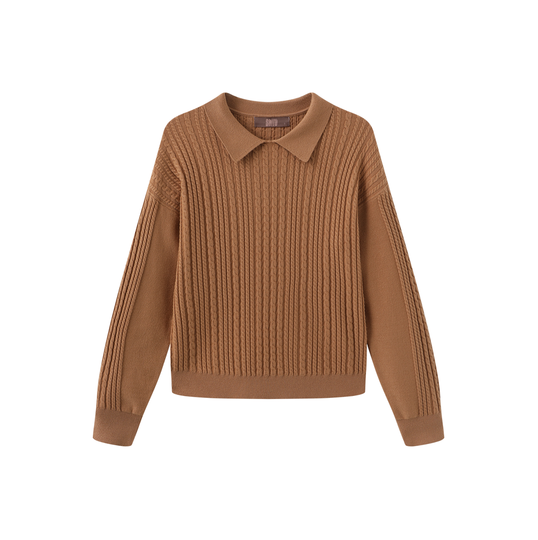 Cable Knit Flat Collar Sweater