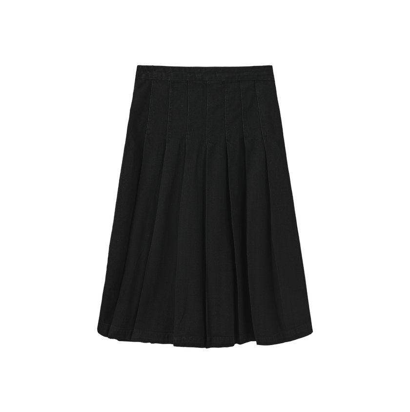 Box Pleat Denim Skirt