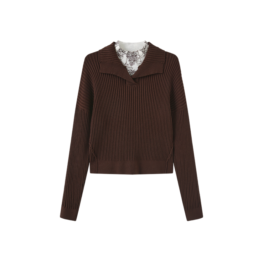 Ribbed Knit Turtleneck Sweater