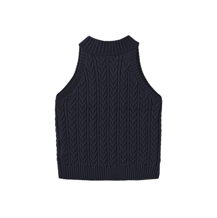 Cable Knit Mock Neck Vest