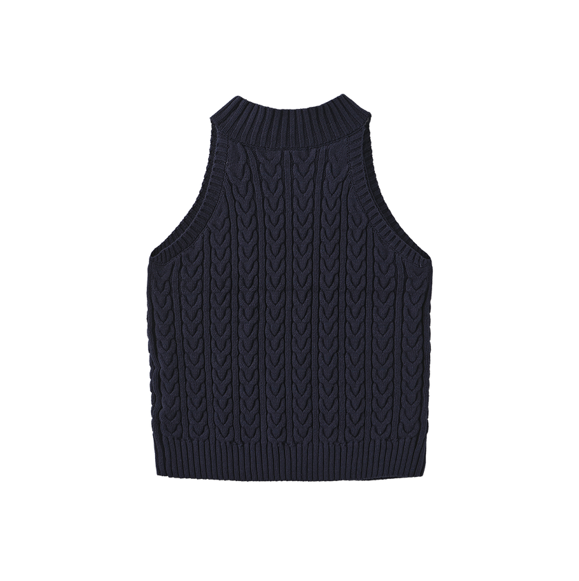 Cable Knit Mock Neck Vest