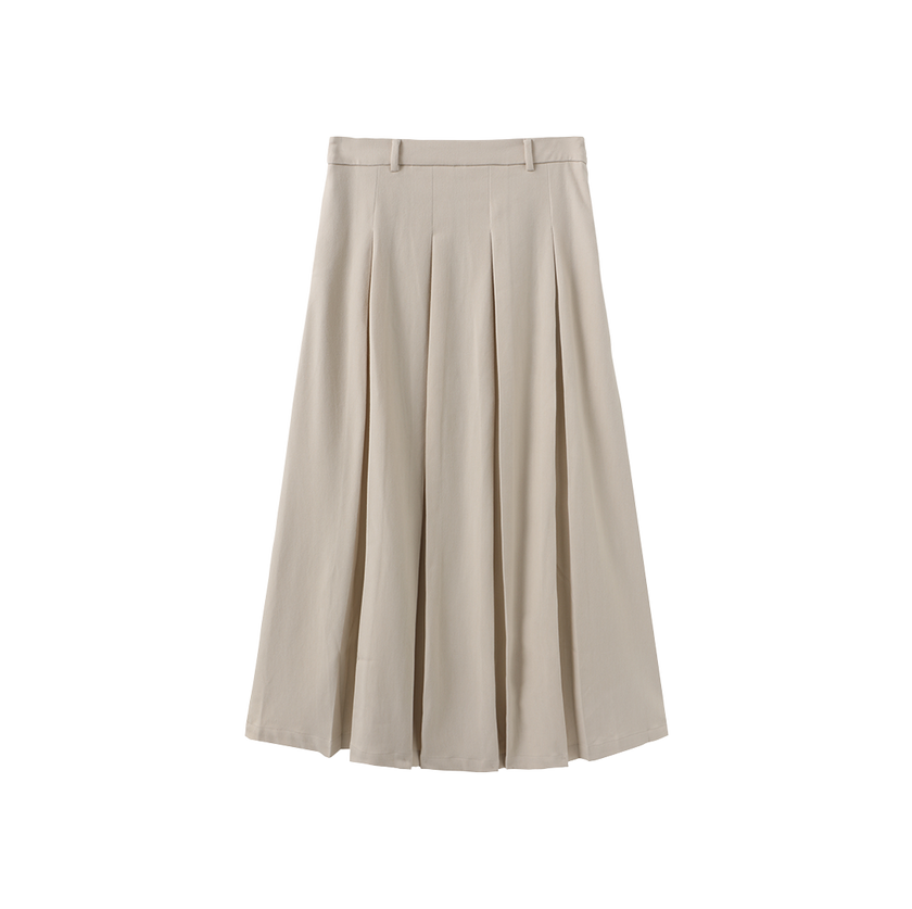 Wool Box Pleat Maxi Skirt