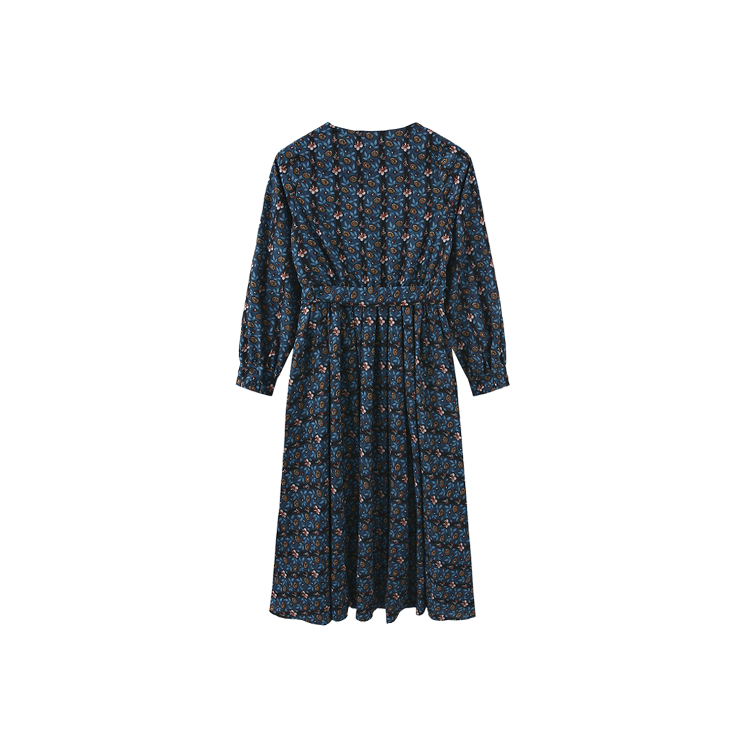 Side Placket Pleated Midi Dress