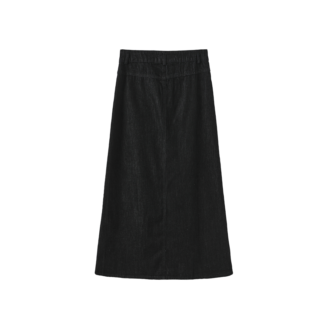 Dark Denim Maxi Pleat Skirt