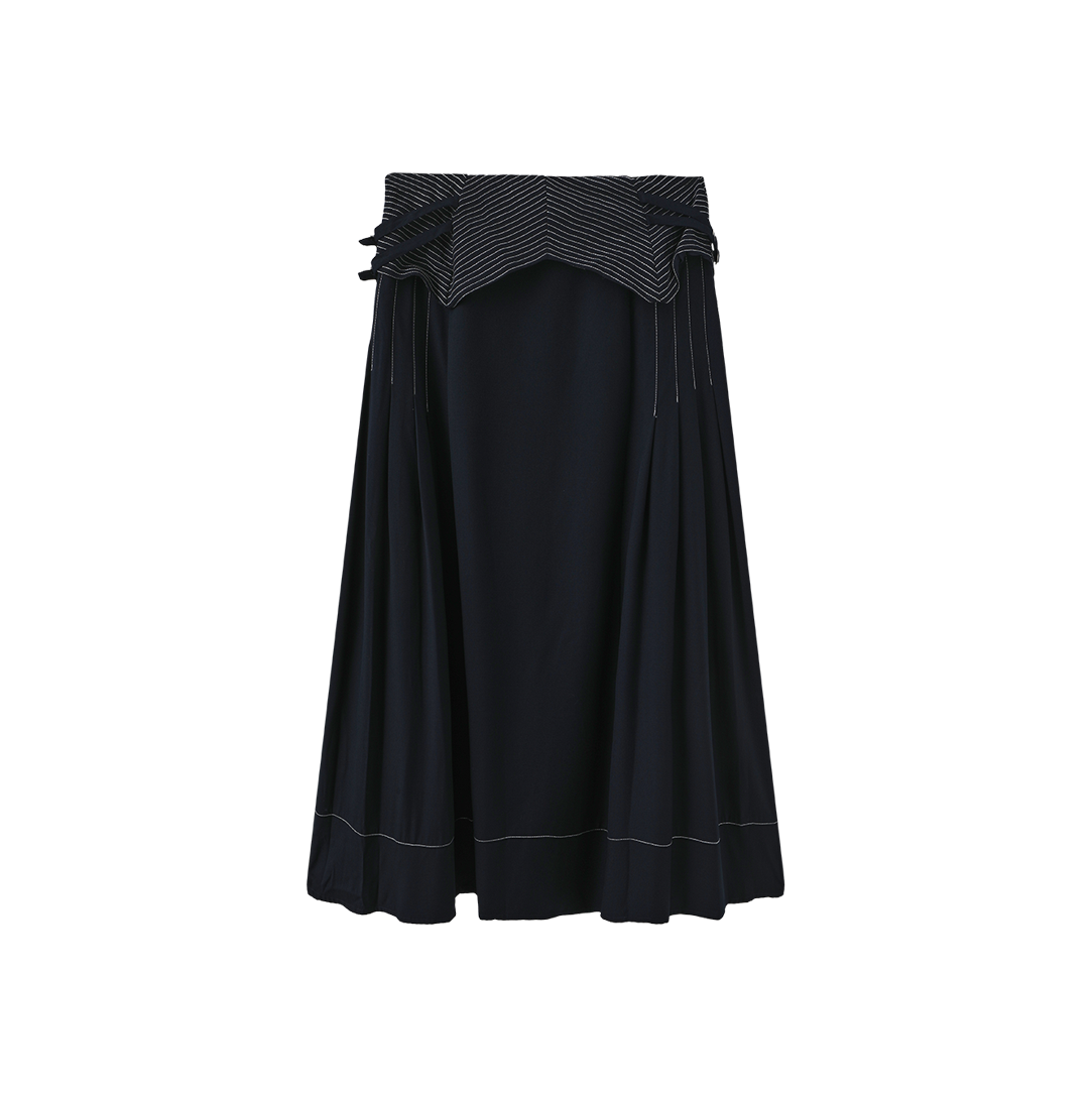 Top Stitch Woven Pleat Skirt