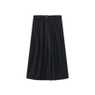 Wide Pleat Fly Denim Skirt