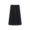 Wide Pleat Fly Denim Skirt