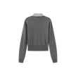 Leather Collar Knit Zip Sweater
