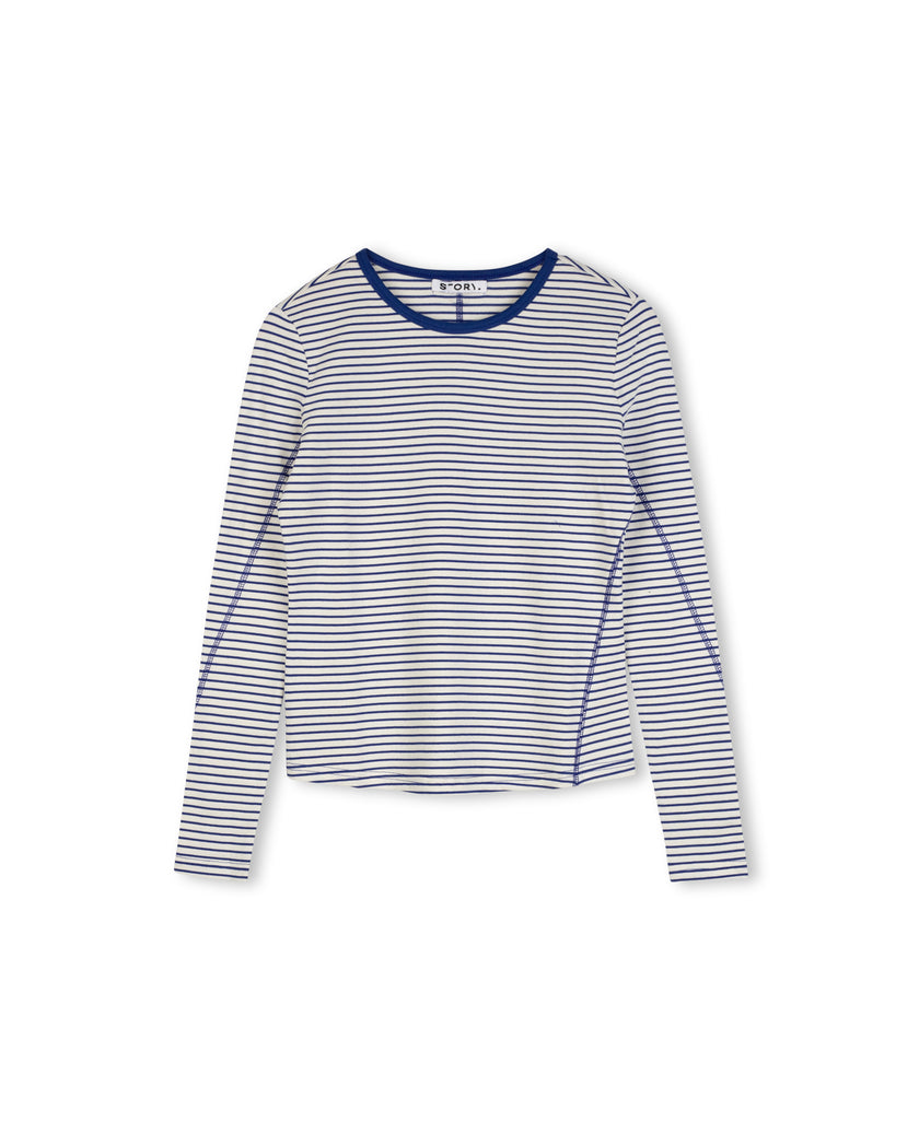 Striped Seamed Detailed Tee