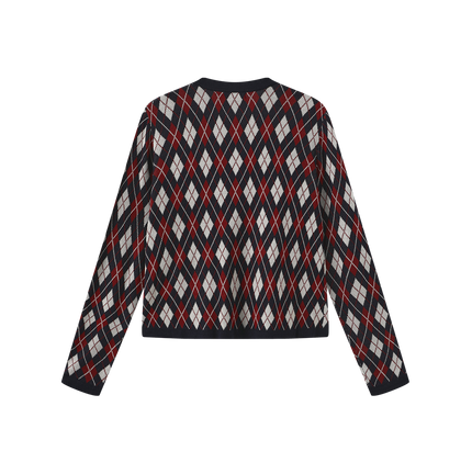 Checkered Gold Button Cardigan