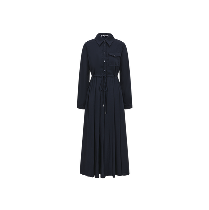 Cupro Pleat Collar Dress