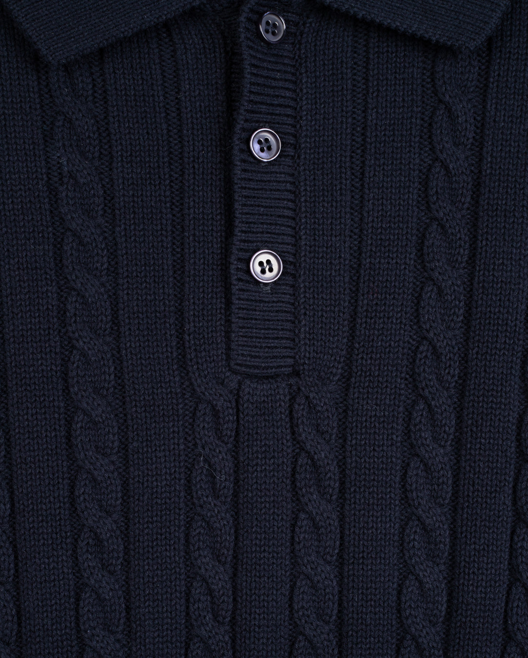 Cable Knit Long Sleeve Polo