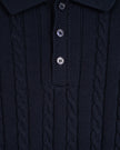 Cable Knit Long Sleeve Polo