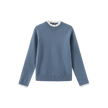 Round Tonal Knit Ruffle Sweater